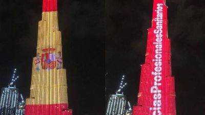 El edificio más alto del mundo homenajea a los  sanitarios españoles