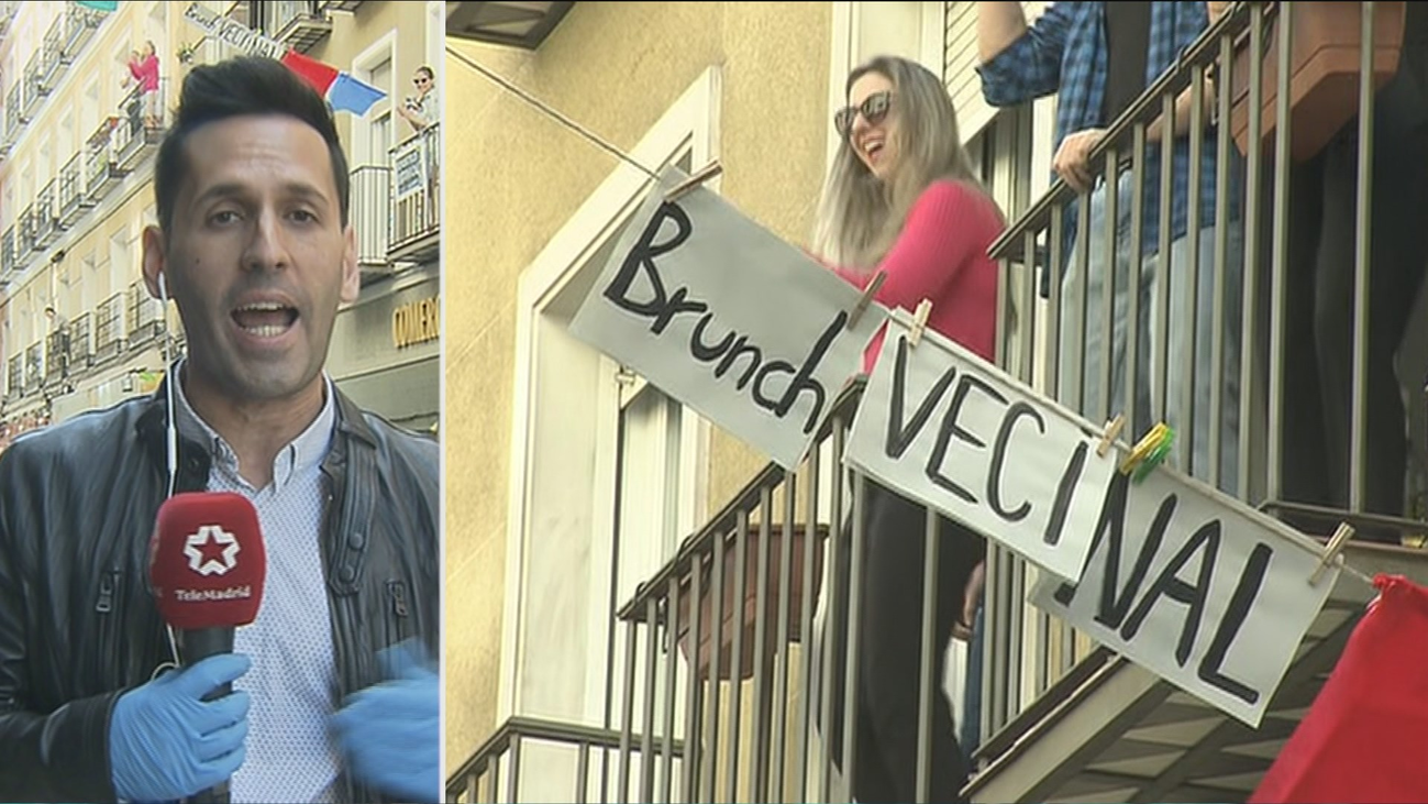 Vecinos de la Latina se apuntan al 'brunch' casero en los balcones