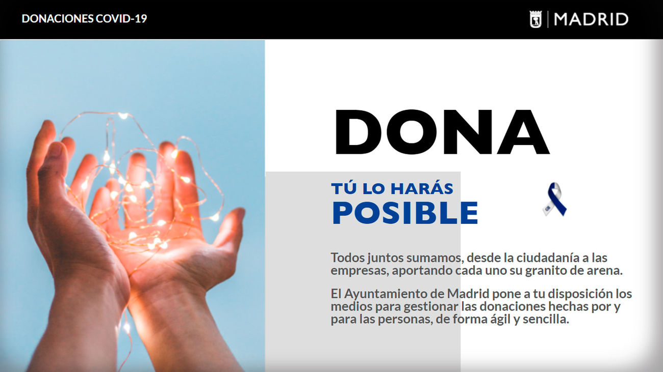 La web del Ayuntamiento de Madrid busca canalizar de una forma "más ágil" la "ola de solidaridad" de los vecinos.