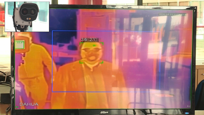 Una cámara térmica funciona como un gran termómetro en los accesos de Ifema