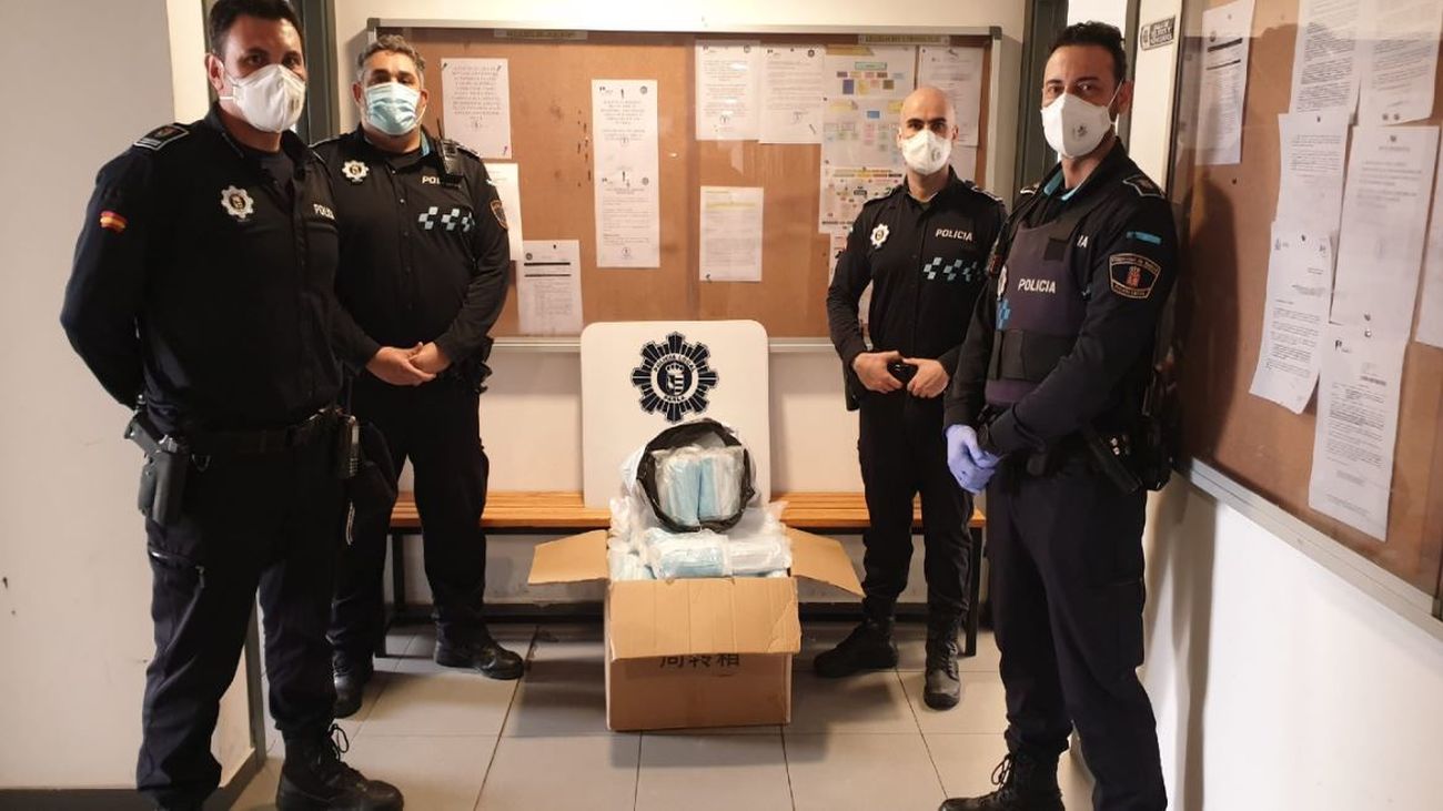 La Policía de Parla incauta 4.000 mascarillas que iban a vender por Internet