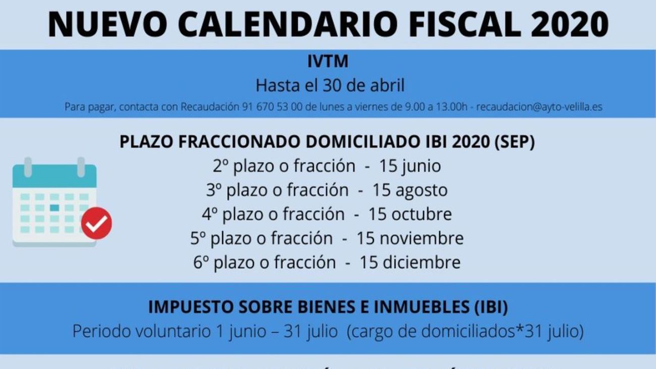 Calendario de impuestos de Velilla
