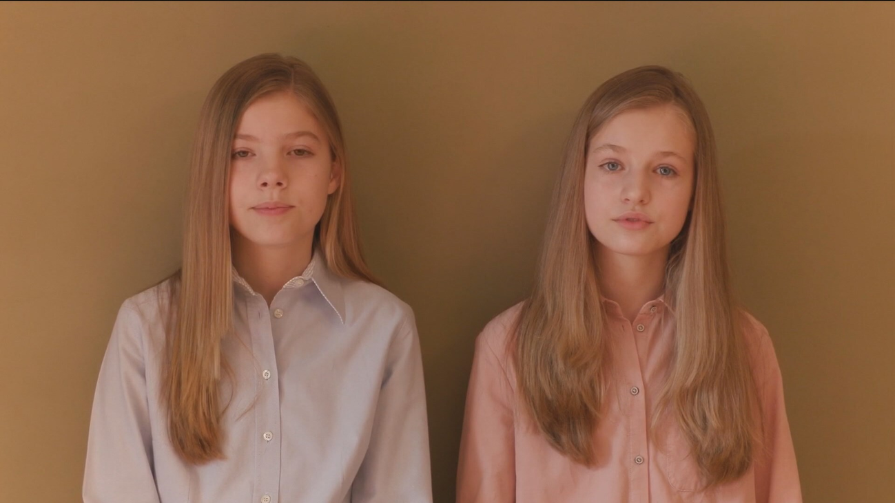 La princesa Leonor y la intanta Sofía dan las gracias a los que ayudan contra la pandemia: "Ojalá pase pronto"