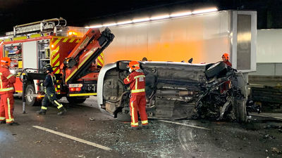 Herido el conductor de un coche en un aparatoso accidente en los túneles de M-30