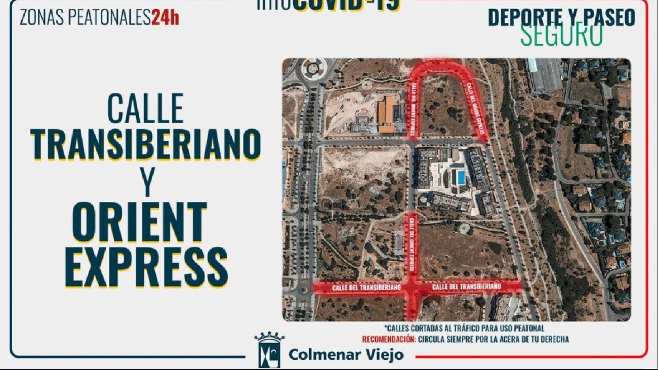 Calles peatonales en Colmenar para favorecer la distancia en paseos y deporte