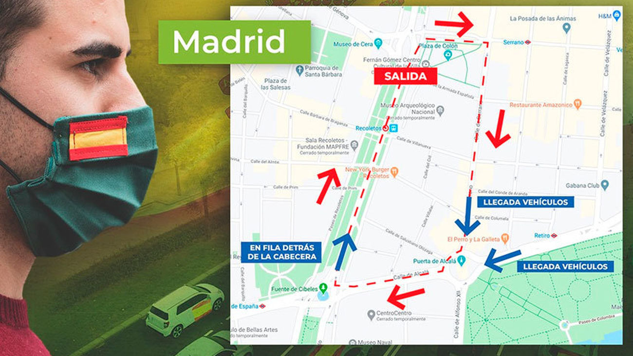 Recorrido de la marcha en coche convocada por Vox contra el Gobierno
