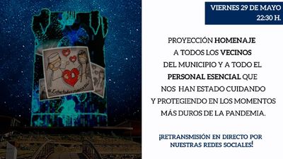 Arroyomolinos rinde homenaje a los servicios esenciales con la proyección de un 'vídeo mapping'