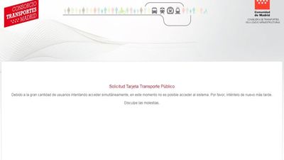Colapso en la web del Consorcio de Transportes de Madrid para pedir la compensación del abono