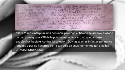 La carta de agradecimiento de una joven violada en 2018 a los policías que han detenido ahora al agresor