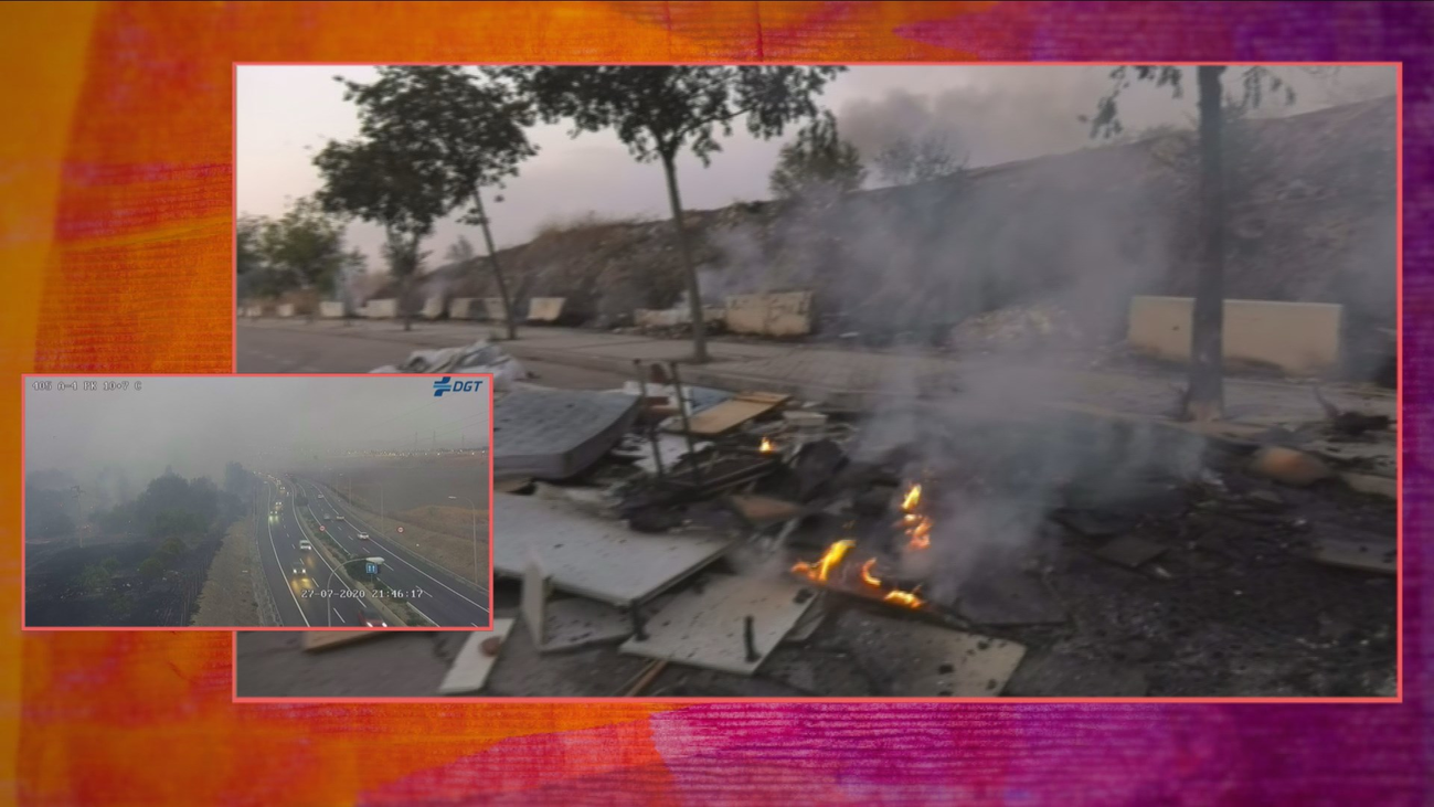 Un incendio junto a la A-4 arrasa una zona de pastos en Villaverde