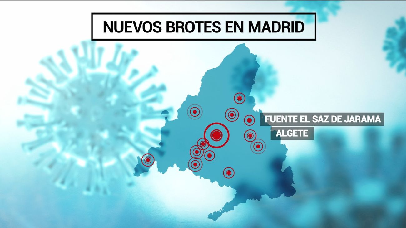 Mapa de los nuevos rebrotes de coronavirus en Madrid