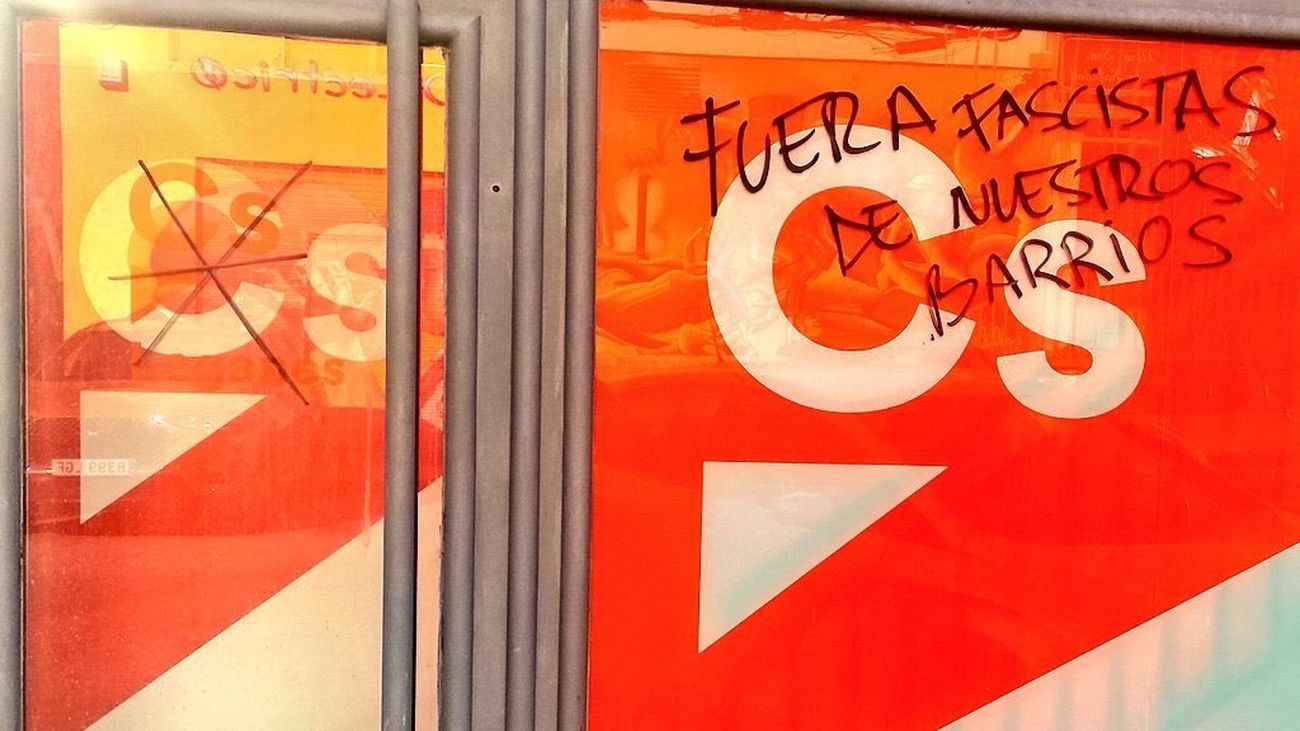 Pintadas en la sede de Ciudadanos en Leganés