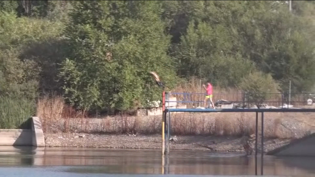 Baños prohibidos en una balsa de tormentas de Leganés