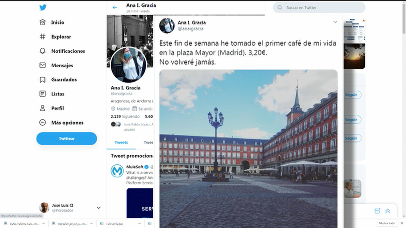 El tuit sobre el precio del café en la Plaza Mayor que ha encendido un debate