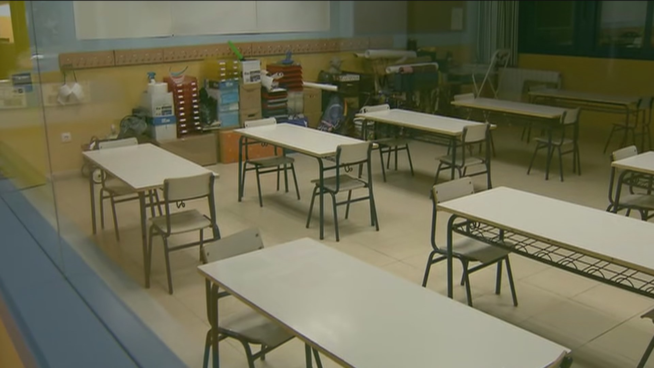 Pupitres a metro y medio de distancia