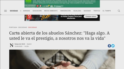 Abuelos de España dirigen una carta a Sánchez: "Ocúpese de nosotros por favor, porque es su responsabilidad"