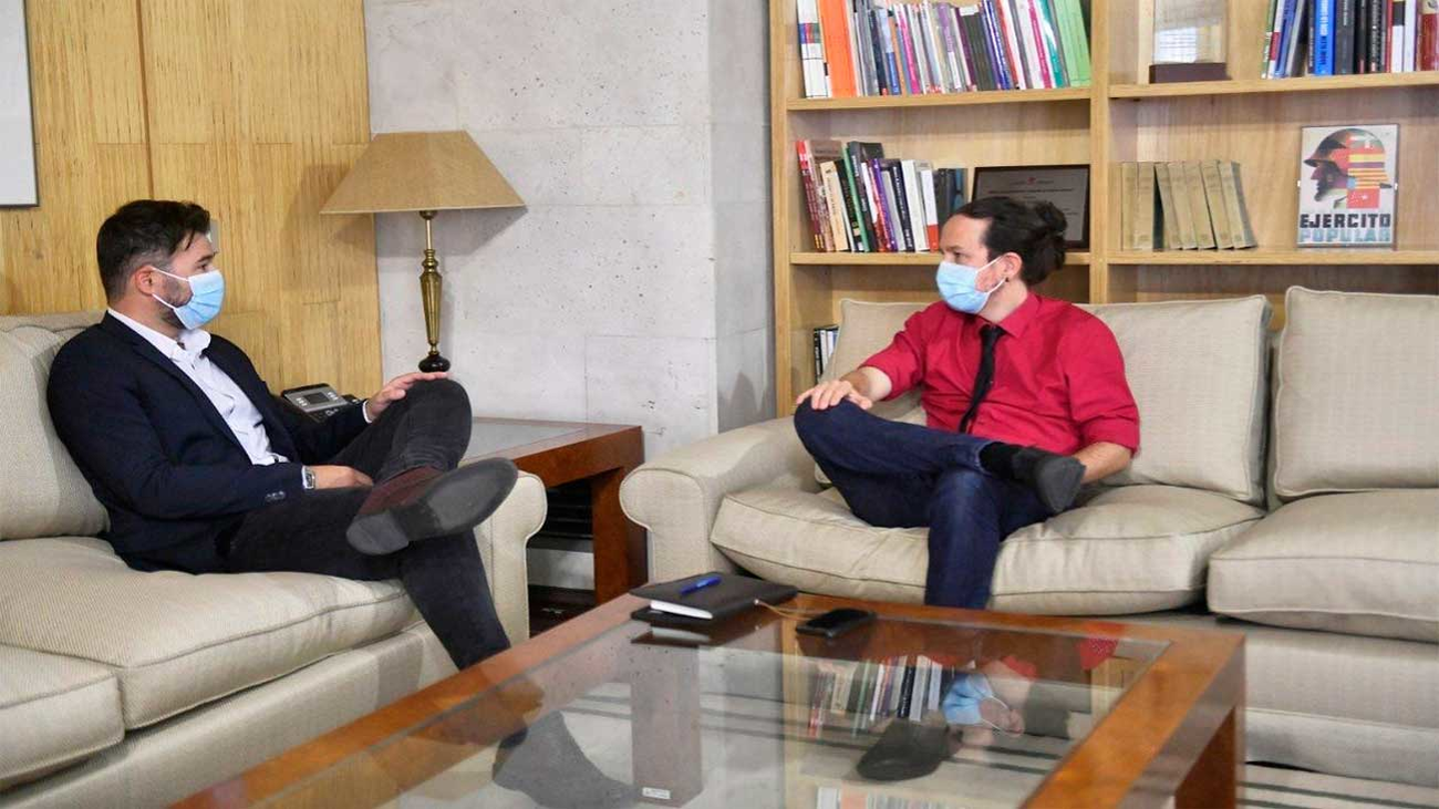 Rufián se reúne por separado con Iglesias y Calvo para hablar de Presupuestos