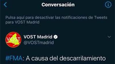 Un tren descarrila sin heridos entre El Escorial y Ávila