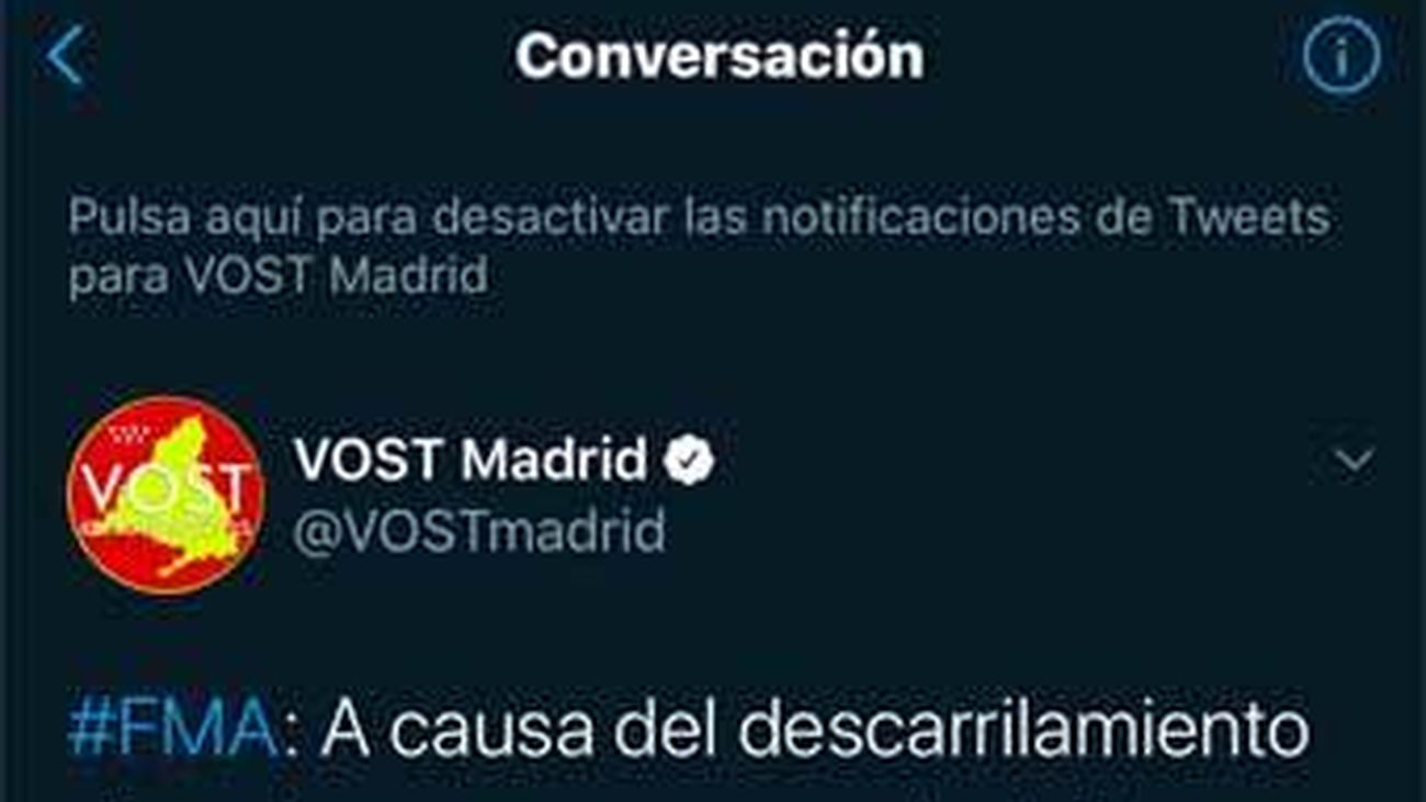 Un tren descarrila sin heridos entre El Escorial y Ávila