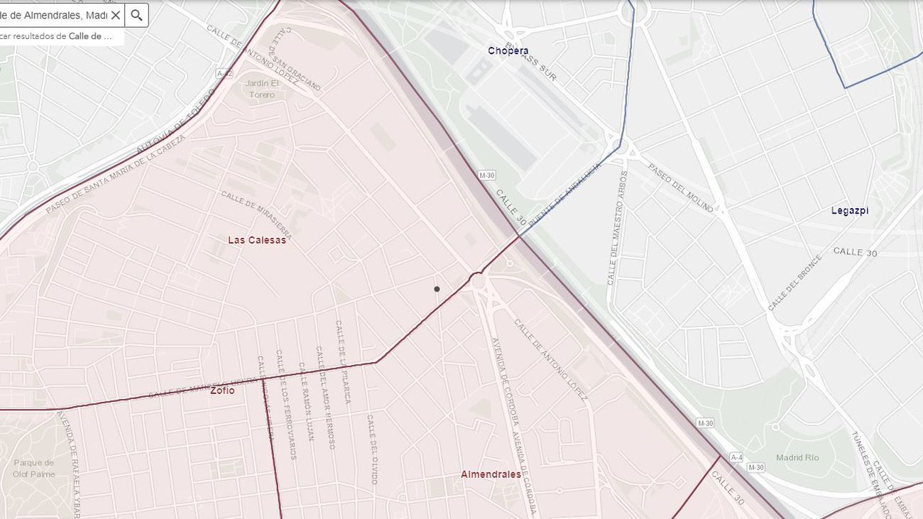 Mapa interactivo de la Comunidad de Madrid de las zonas con restricciones