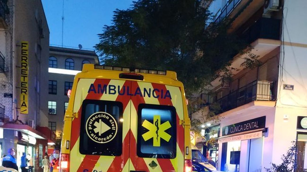 Ambulancia en la que fue trasladado el herido