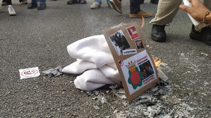 Fotos quemadas del rey y de Pedro Sánchez en Barcelona / EUROPA PRESS