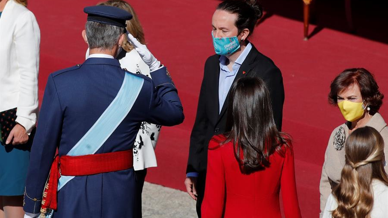 Pablo Iglesias se estrena en los actos del Día de la Fiesta Nacional