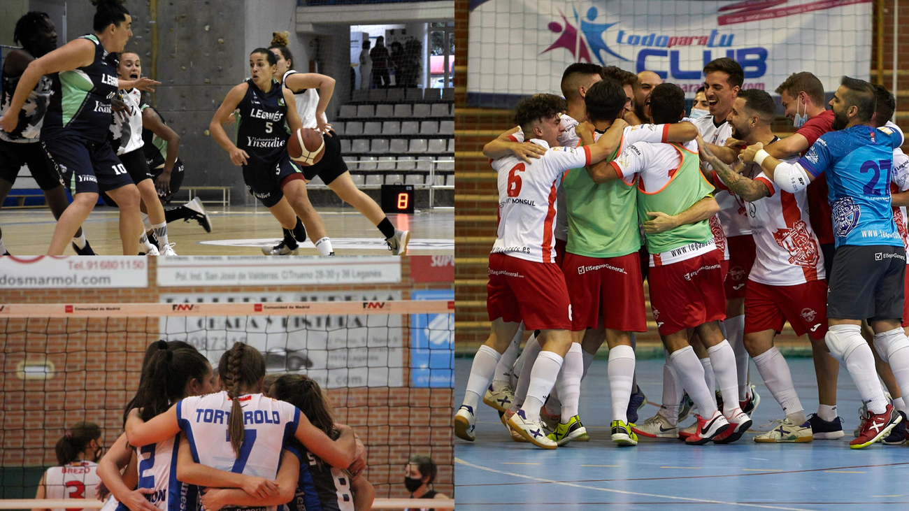 Baloncesto, voleibol y fútbol sala, en Leganés