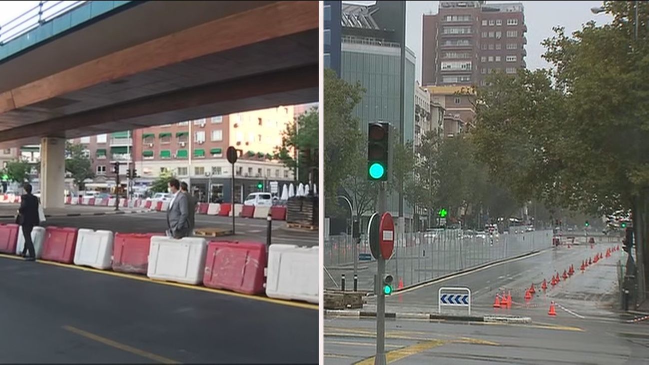 Antes y después de la zona del ya desaparecido puente de Joaquín Costa