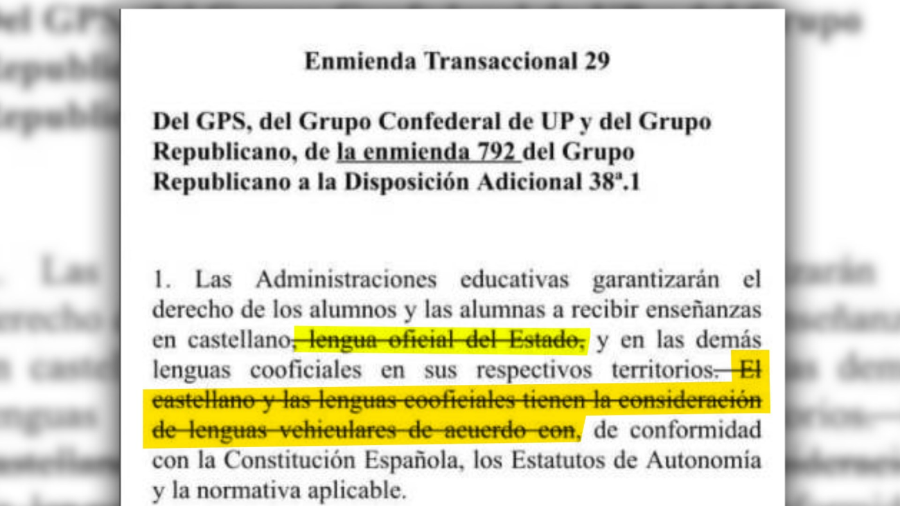 La Comisión de Educación elimina el castellano como lengua vehicular