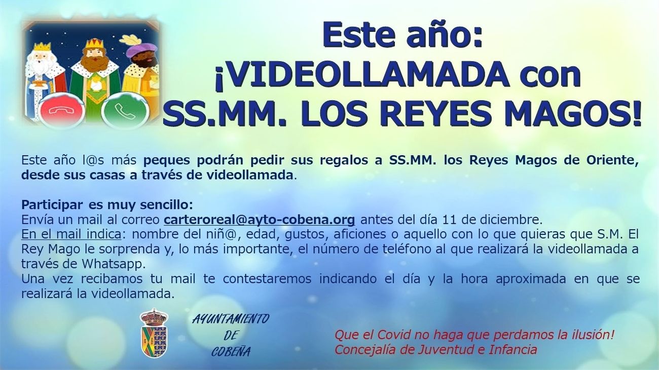 Cobeña organiza videollamadas de los Reyes Magos con los niños del pueblo