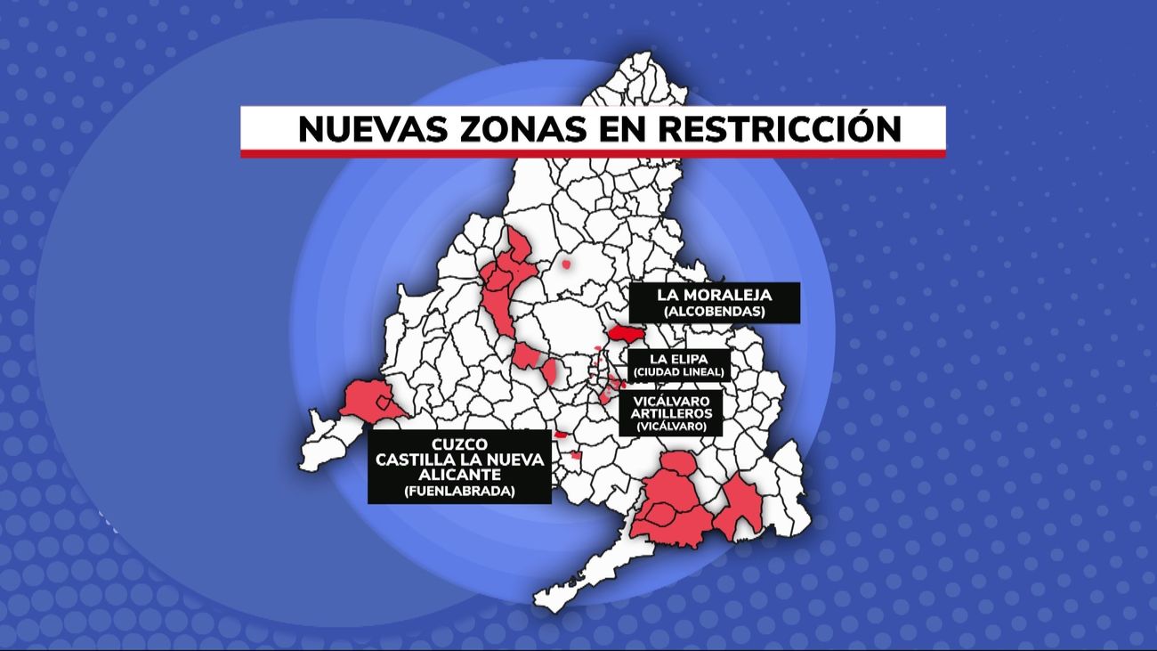 A partir de la medianoche del lunes entran restricciones en seis nuevas zonas en Madrid