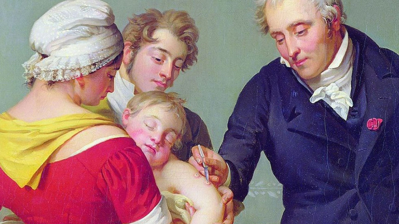 'Vacunación brazo a brazo', un cuadro de Constant Desbordes. 'Vacunación brazo a brazo', un cuadro de Constant Desbordes