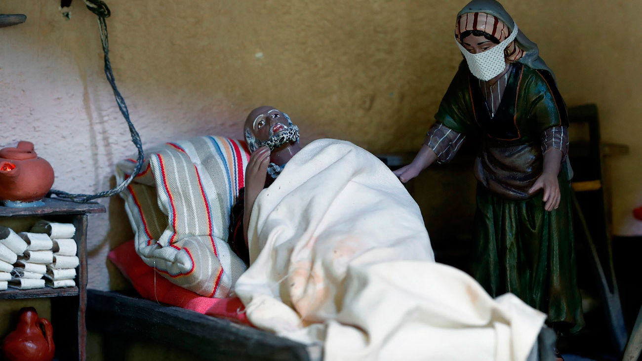 Los guiños al covid del Belén de la Puerta del Sol de Madrid