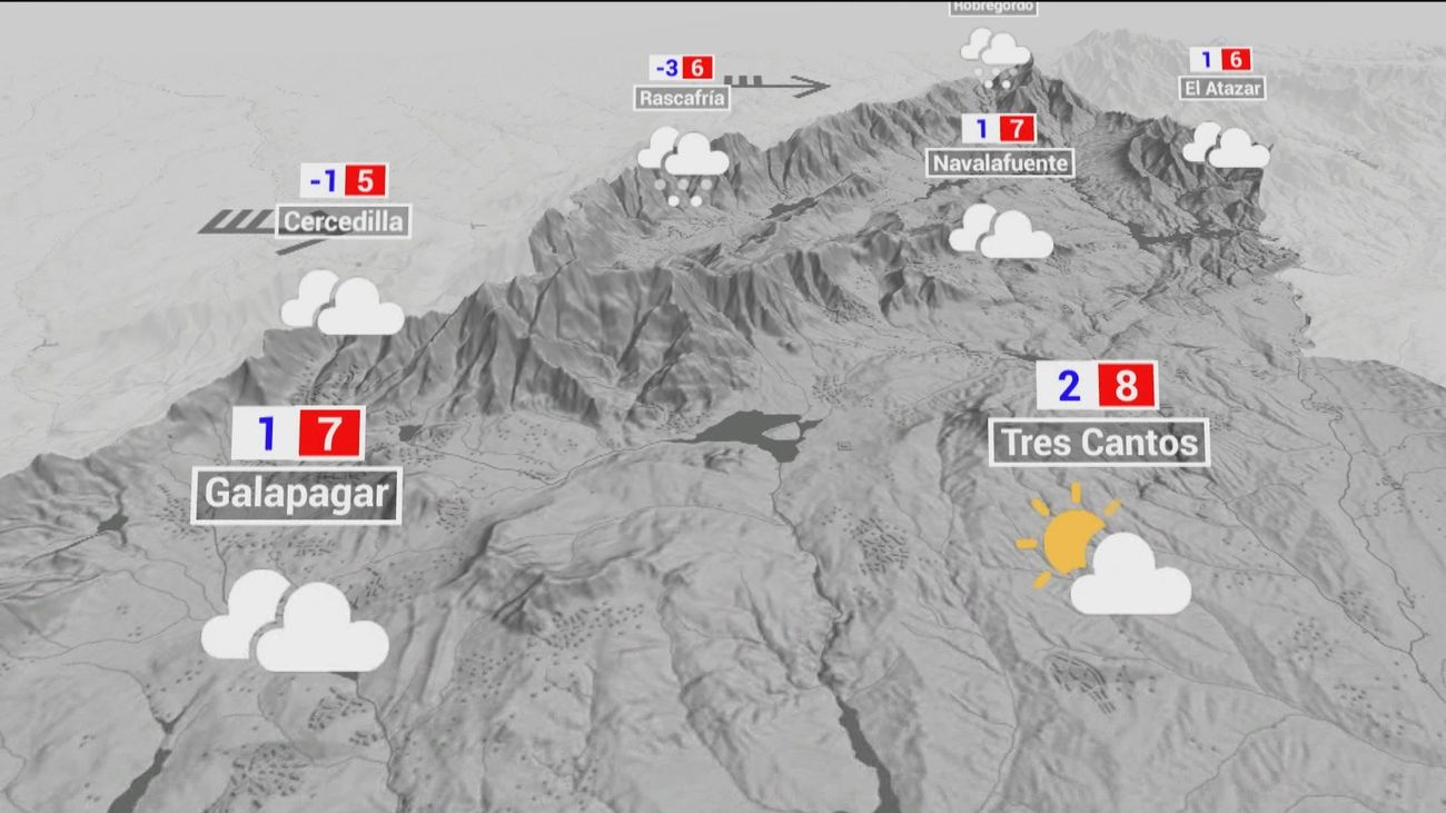 Alerta por riesgo de viento fuerte de hasta 90 km/h y nevadas en la sierra de Madrid