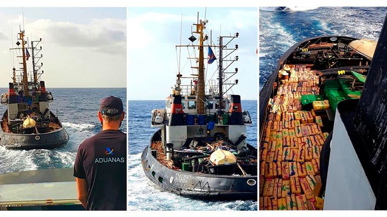 Cinco detenidos con casi 15.000 kilos de hachís en un remolcador al norte de Canarias