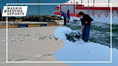 UD Sanse y Rayo Majadahonda piden ayuda para retirar la nieve de sus estadios