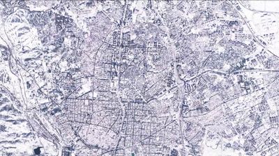 Madrid nevada y blanca desde el aire.... No, a vista de satélite