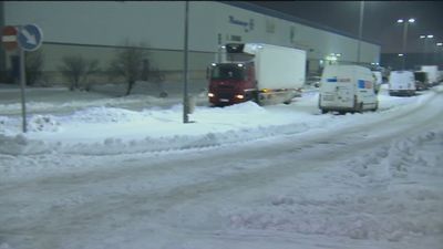 Bloqueado por la nieve el Centro de Logística Alimentaria de Getafe