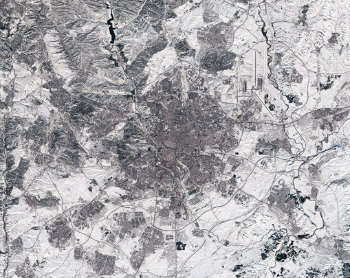 Imagen de Madrid desde el espacio tomado en la mañana del 11 de enero / ESA, con licencia CC BY-SA 3.0 IGO