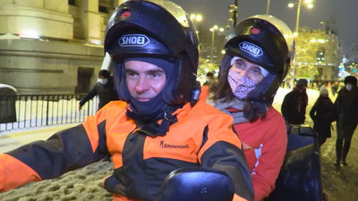 La pareja que llegó a Madrid en quad desde Extremadura para ver a 'Filomena'