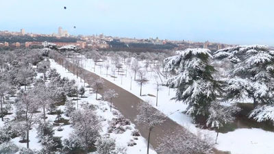 Así estaba Madrid al comienzo de 'Filomena' a vista de Teleférico