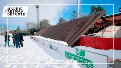 Se derrumba el techo de las gradas del campo de rugby 'Las Terrazas' de Alcobendas