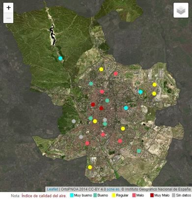 Estado de la calidad del aire en Madrid este viernes al mediodía / AYTO MADRID