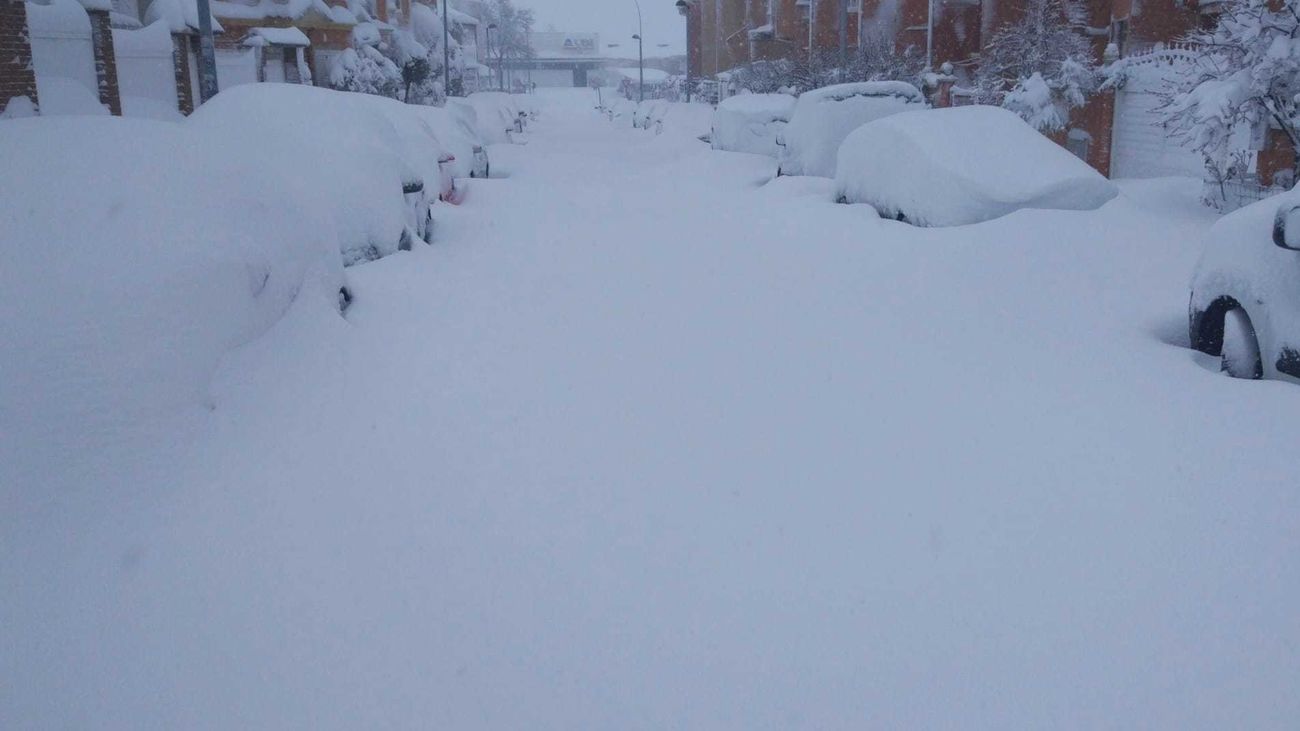 Aspecto de una de las calles de Parla tras la nevada de la borrasca Filomena