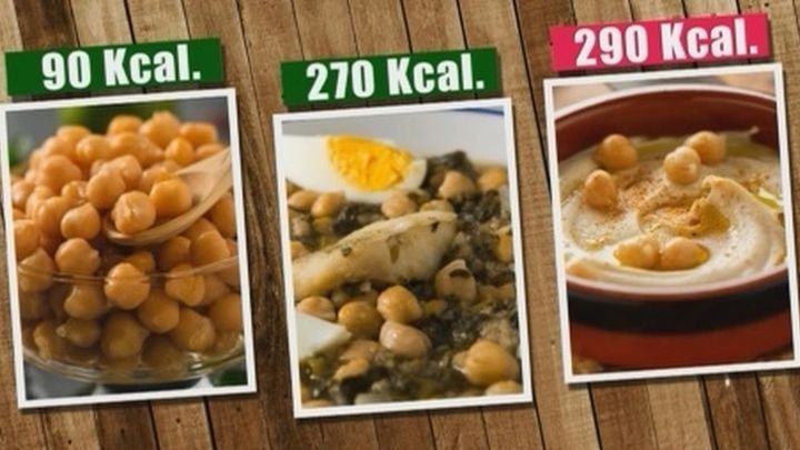 Calorías de los garbanzos, según su forma de cocinarlos / TELEMADRID (Captura)