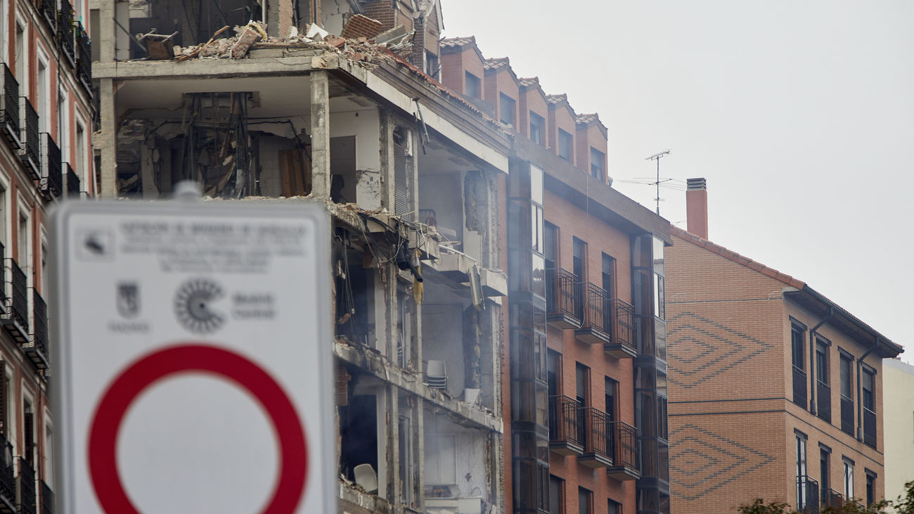 Aspecto del edificio de la calle Toledo afectado por la explosión