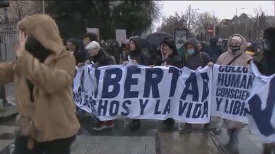 La marcha negacionista en Madrid pide recuperar derechos y libertades
