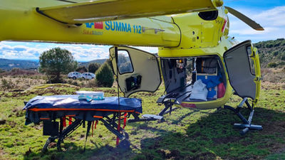Dos ciclistas evacuados en helicóptero en Chapineria y Morazarzal tras ser atendidos de urgencia