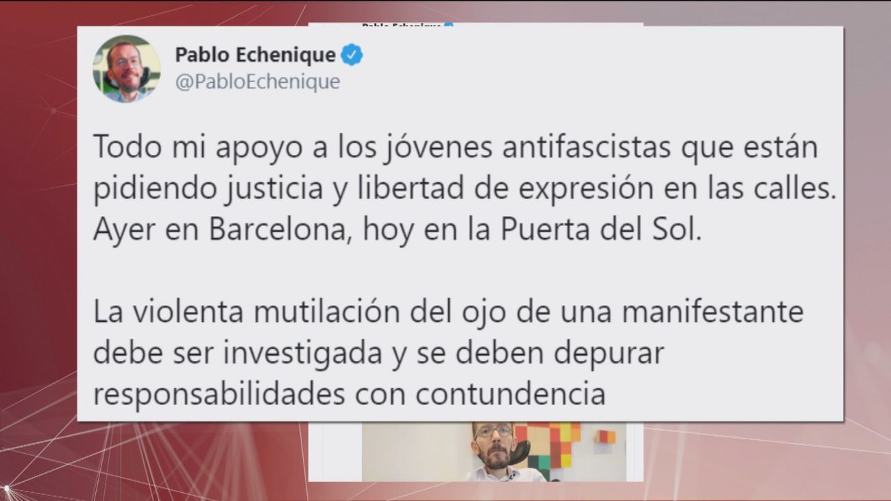 Podemos evita condenar los incidentes violentos en Madrid y Barcelona y cuestiona la actuación policial
